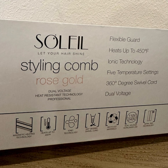 NIB Soleil Rose Gold Styling Comb Heat Brush - Picture 8 of 13